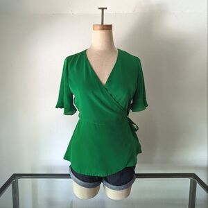 Zara Green Wrap Top